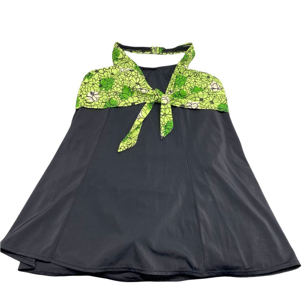 Tropical Escape Tie Front Halter Swim Dress size 20W